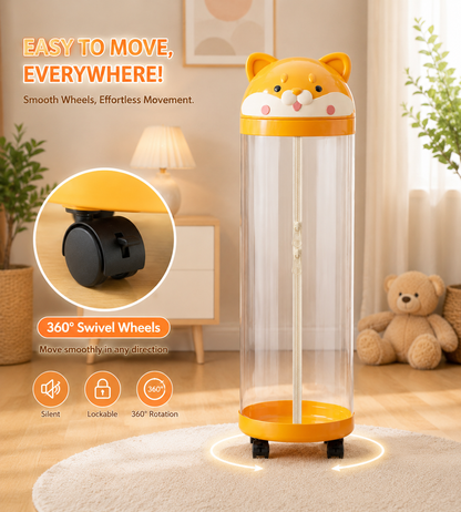 Large Capacity Plush Storage Box | Transparent Cylindrical Shape soft toy  Storage Bucket | soft toy storage , No Light Display