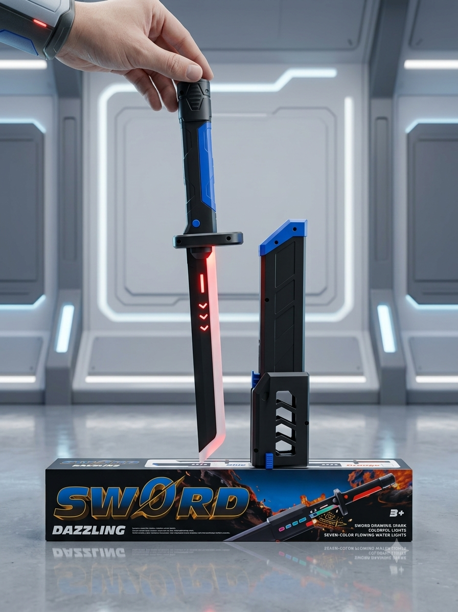 Rechargeable LED Dazzling Sword Toy for Kids – Retractable Light-Up Sword with 7-Color LED Lights & Cool Sound Effects