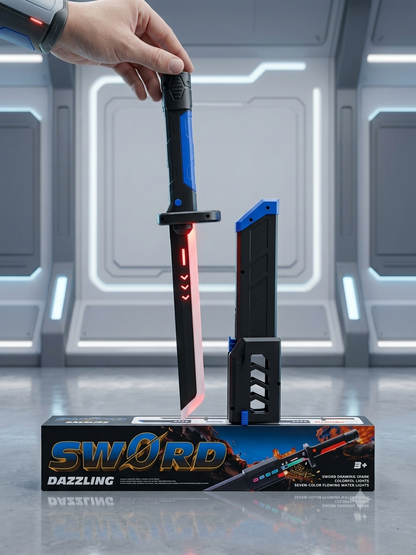 Rechargeable LED Dazzling Sword Toy for Kids – Retractable Light-Up Sword with 7-Color LED Lights & Cool Sound Effects