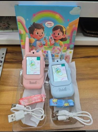 Video Calling Walkie Talkie for Kids Set of 2 Pink Blue with Screen Rechargeable Two-Way Radio Toy
