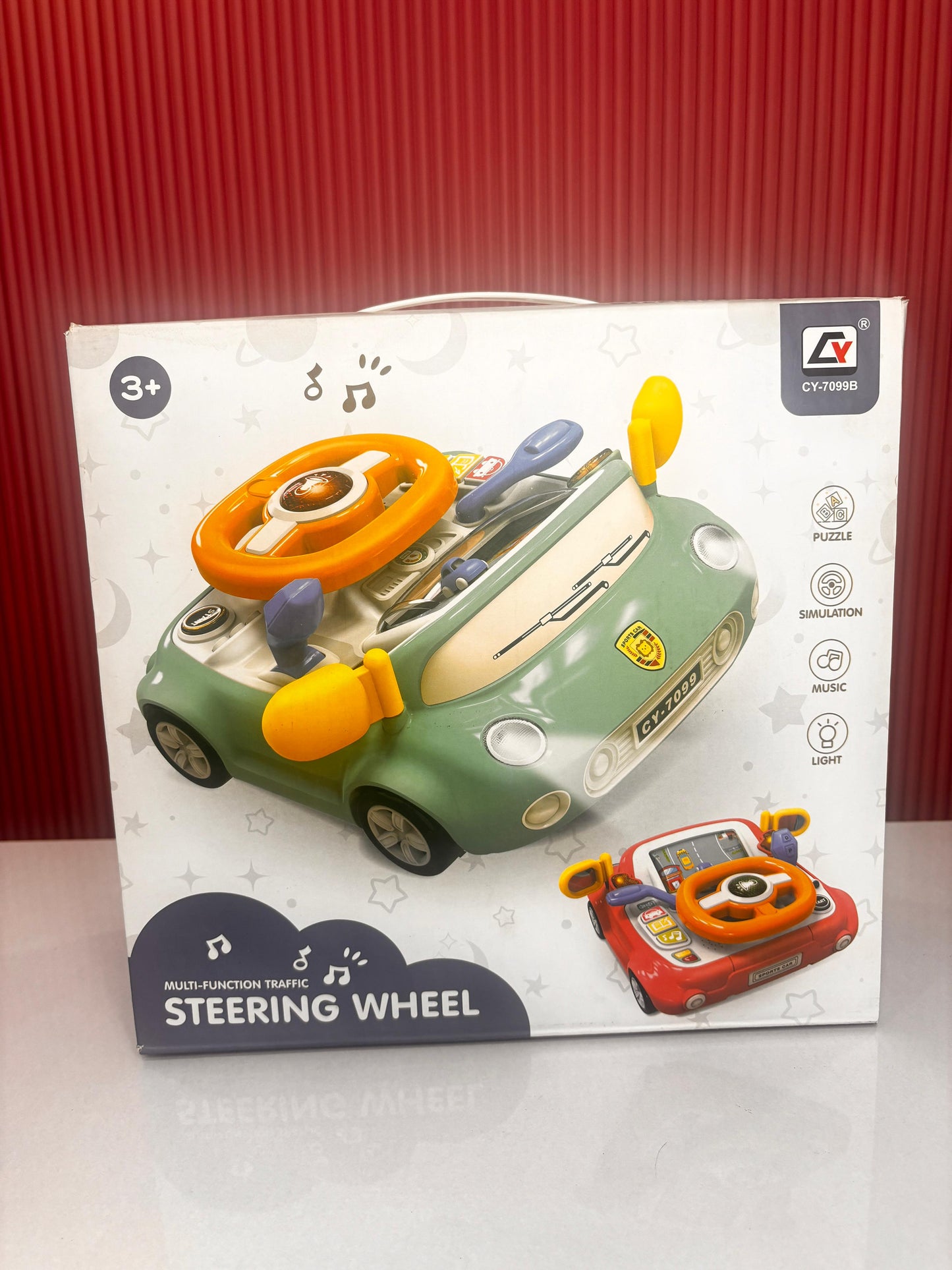Kids Sports Car Driving Toy - Interactive Steering Wheel Simulator with Lights, Music & Sound Effects for Toddlers