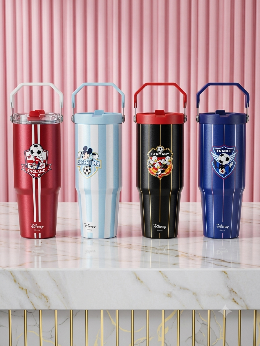 Football Team Stainless Steel Insulated Tumbler with Handle & Straw |