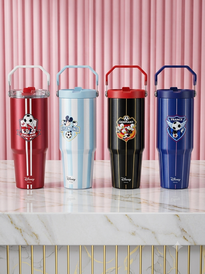 Football Team Stainless Steel Insulated Tumbler with Handle & Straw |