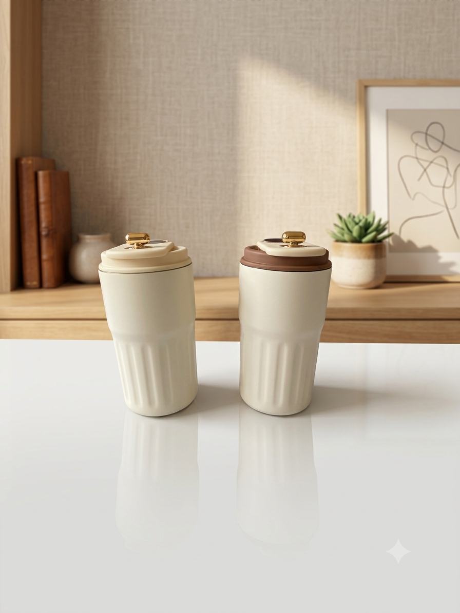 Luxury Ceramic Coffee Mug with Lid | Aesthetic Ribbed Tea & Coffee Cup for Home, Office & Gifting