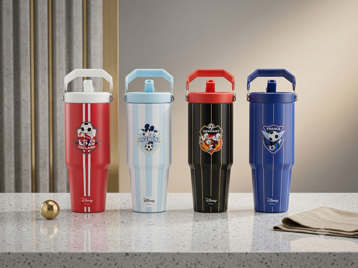 Football Team Stainless Steel Insulated Tumbler with Handle & Straw |