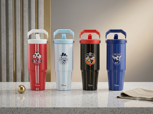 Football Team Stainless Steel Insulated Tumbler with Handle & Straw |