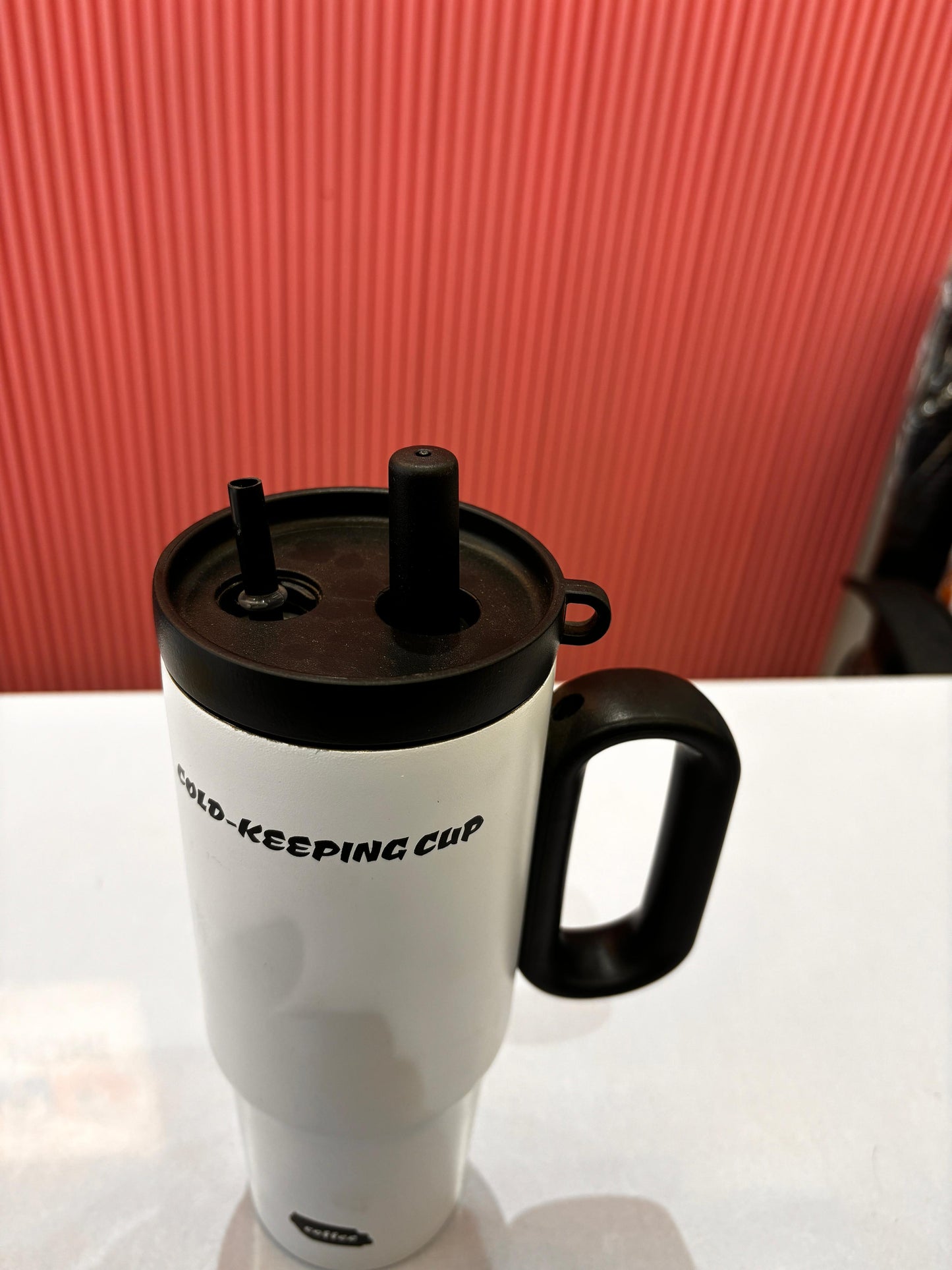 40oz Stainless Steel Insulated Tumbler with Handle & Straw | Vacuum Travel Mug | Leakproof Coffee Cup | Hot & Cold Flask