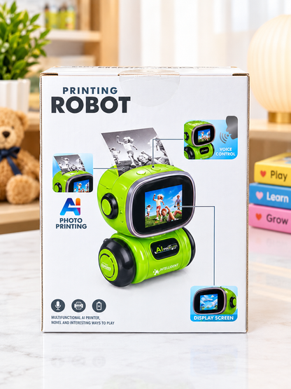 Interactive Smart AI Printing Robot Toy with Voice Control & Display Screen