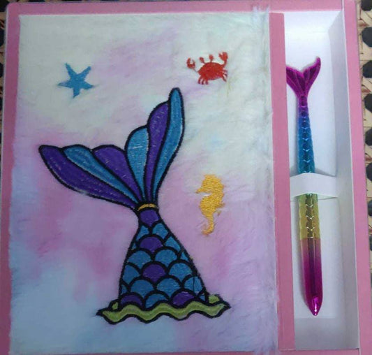 Fur Mermaid Design Diary with Cute Mermaid Pen,Random,Pack of 1 Regular Diary yes 180 Pages  (random)
