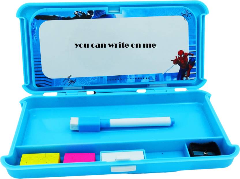 CARTOON PRINTED PENCIL BOX WITH SPIDERMAN CHARACTER Spider man Art Plastic Pencil Boxes  (Set of 2, Blue)