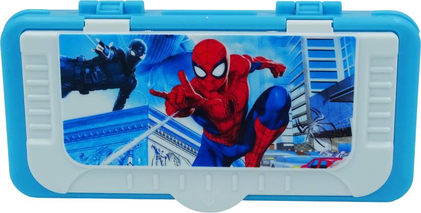 CARTOON PRINTED PENCIL BOX WITH SPIDERMAN CHARACTER Spider man Art Plastic Pencil Boxes  (Set of 2, Blue)