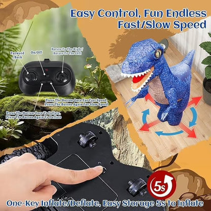 Inflatable Dinosaur RC Toy for Kids, Electric Dinosaur Toy with 360°Rotation, Rechargeable T-Rex RC Walking for Boys & Girls,
