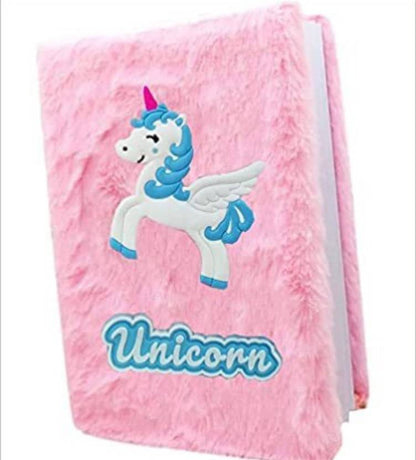 Unicorn Combo-7 Pcs Fur Diary/Fur Pouch/Pen/Pencil/Water Pen/Eraser Gift Set A5 Diary Ruled 80 Pages  (Multicolor, Pack of 7)